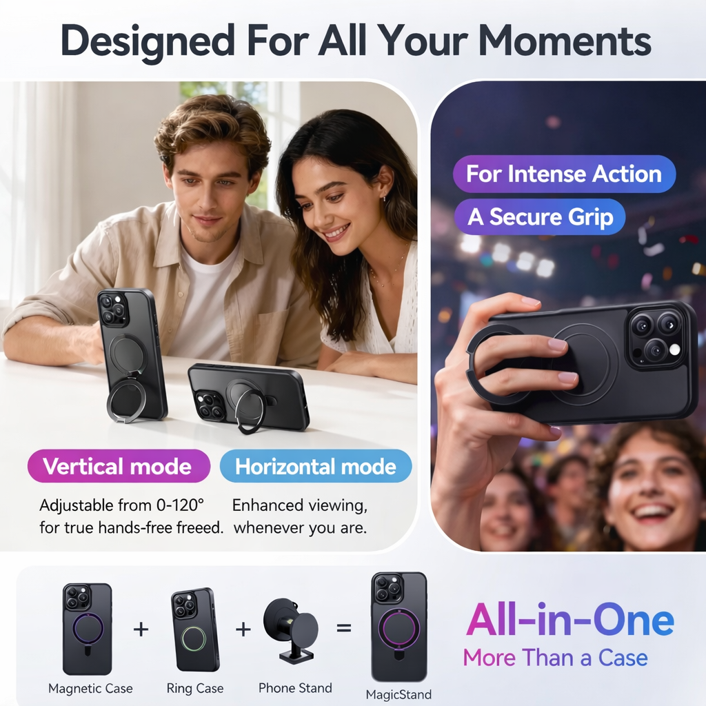 MagSafe Matte Stand Case for iPhone – Shockproof Slim Cover