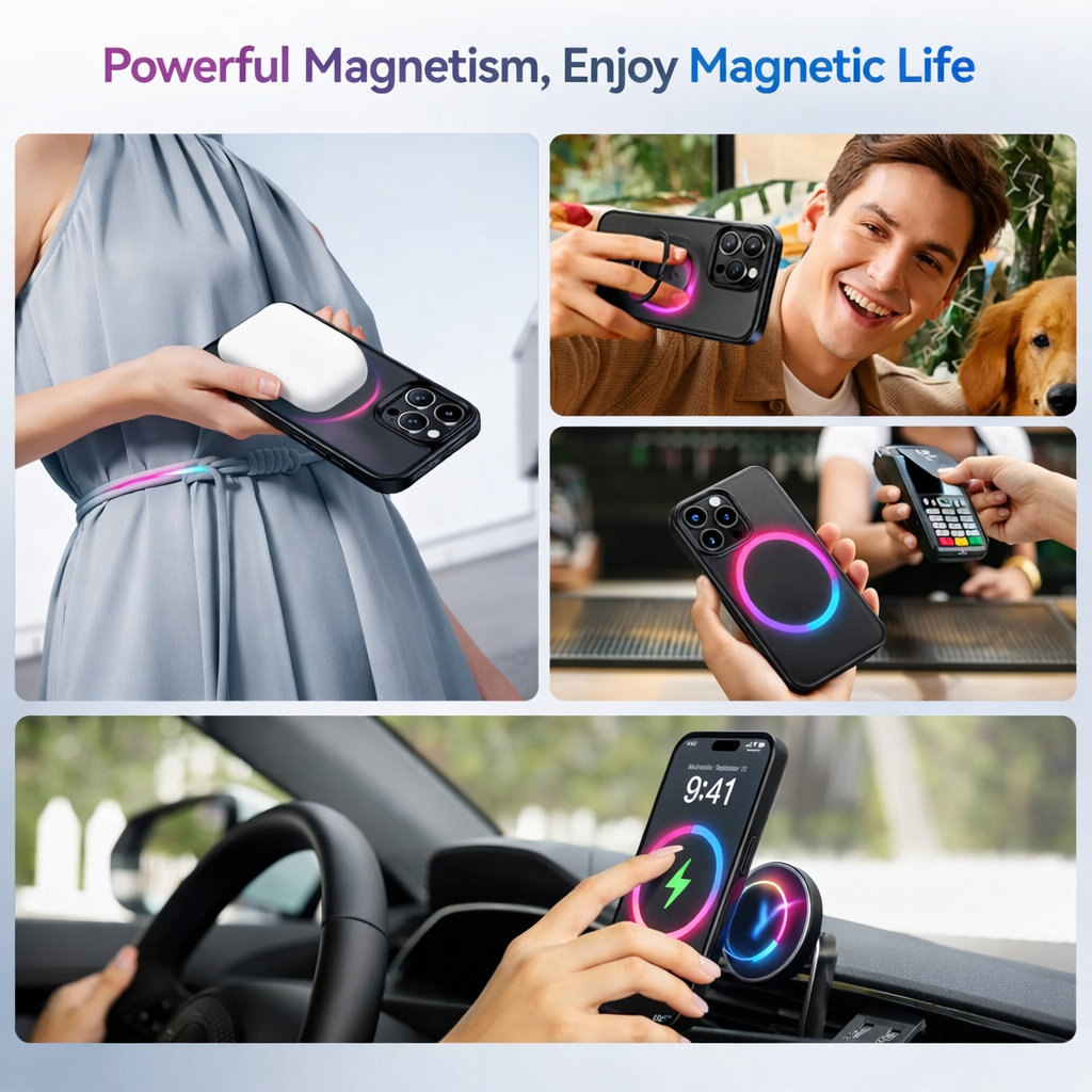 MagSafe Matte Stand Case for iPhone – Shockproof Slim Cover