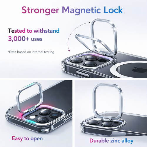 Clear MagSafe Stand Case for iPhone – Military-Grade Protection