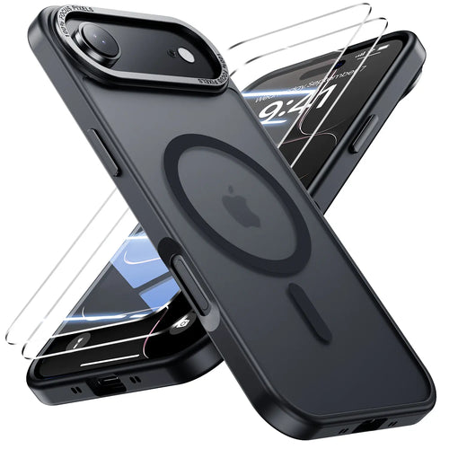 YZOIKO for Iphone Air Case with 2X Screen Protectors [Compatible with Magsafe] Military Grade Drop Protection Skin Feeling Cover Shockproof Slim Fit Iphone Air Case 6.5 Inch, Black