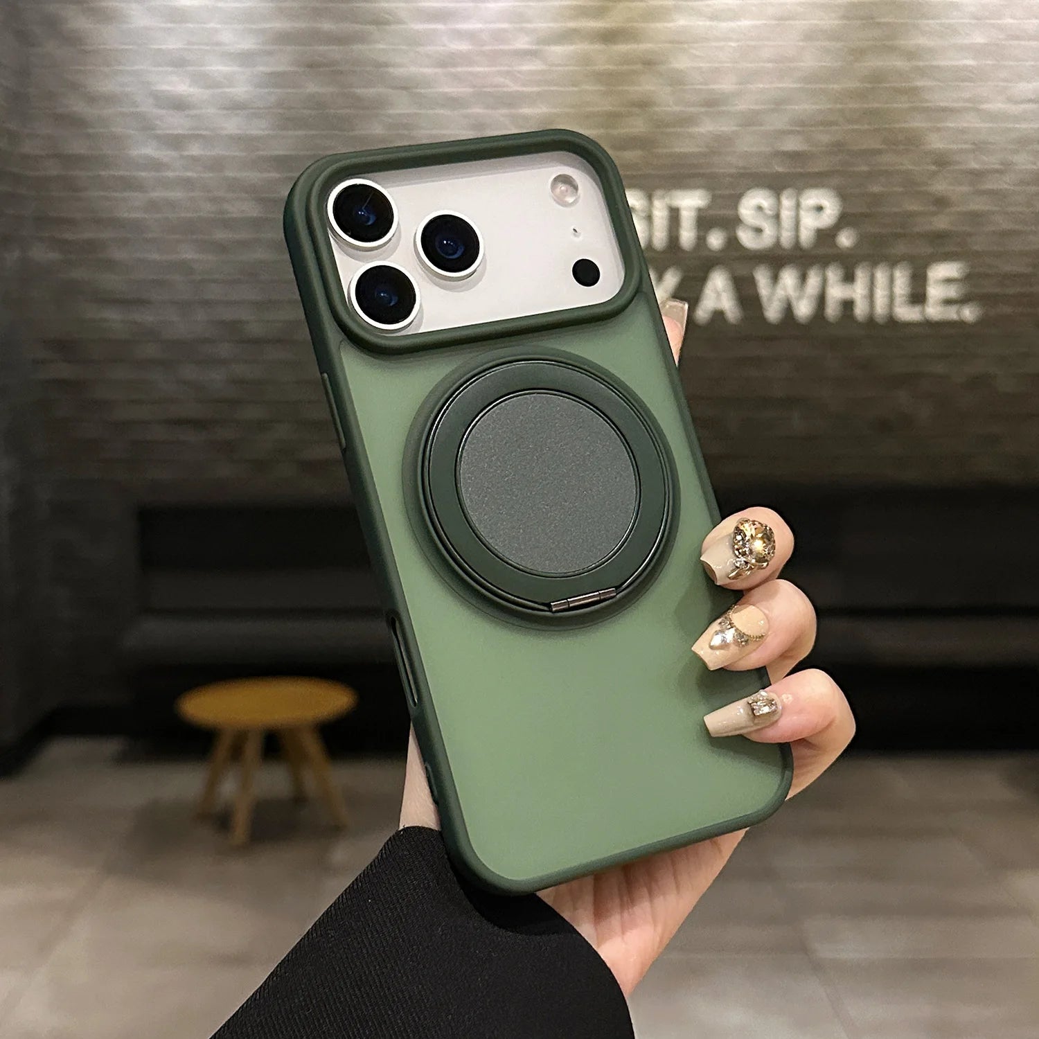 Customized Magnetic Bracket Phone Case-Transparent Anti-Drop Protective Cover for iPhone 17 16...Pro Max Plus, Phone Accessories