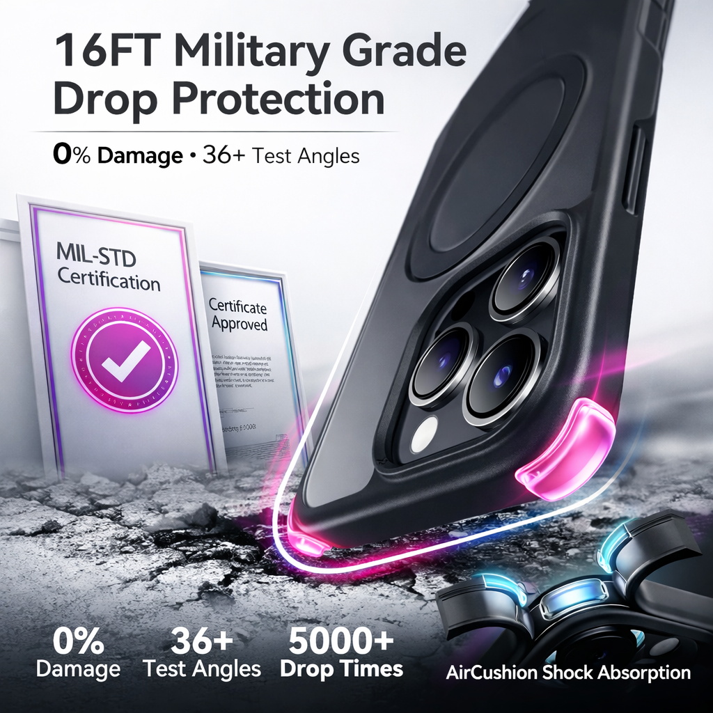 MagSafe Matte Stand Case for iPhone – Shockproof Slim Cover