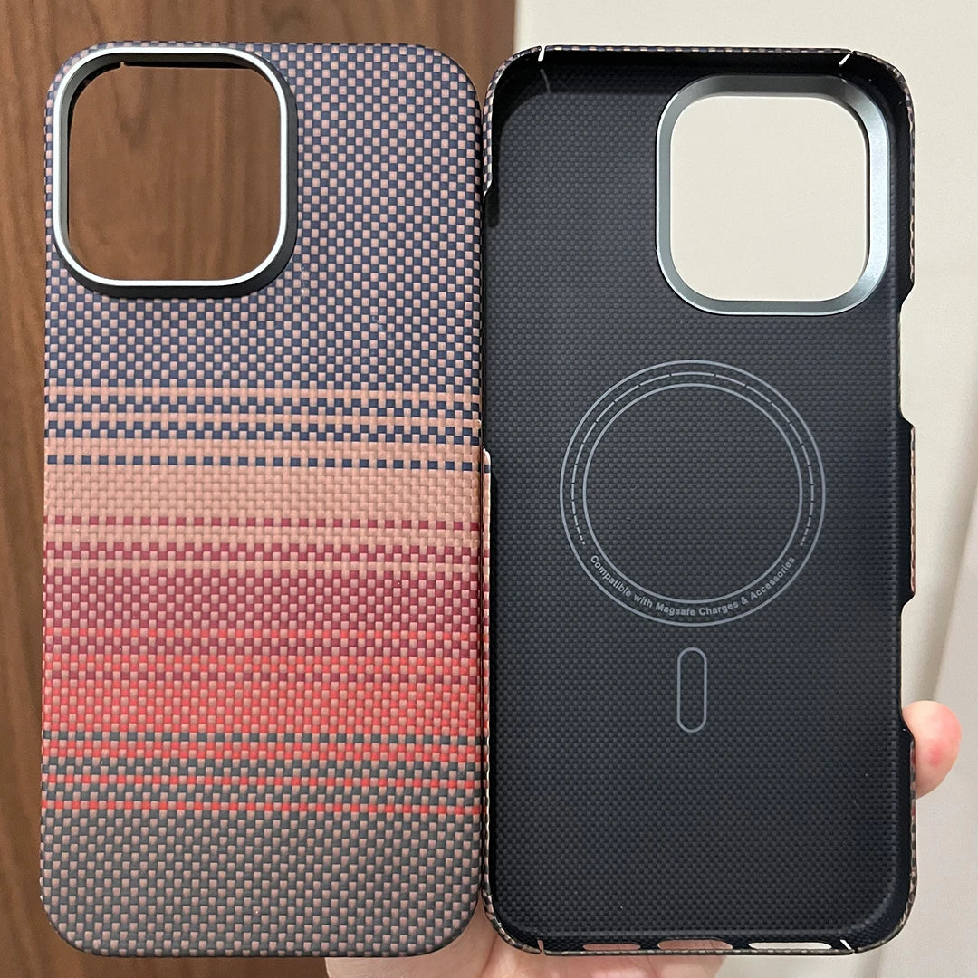 Magnetic 600D Aramid Carbon Fiber Phone Case Cover On For Magsafe iphone 13 14 15 16 16e Pro Max 16Pro ProMax i14 i15 i16 512
