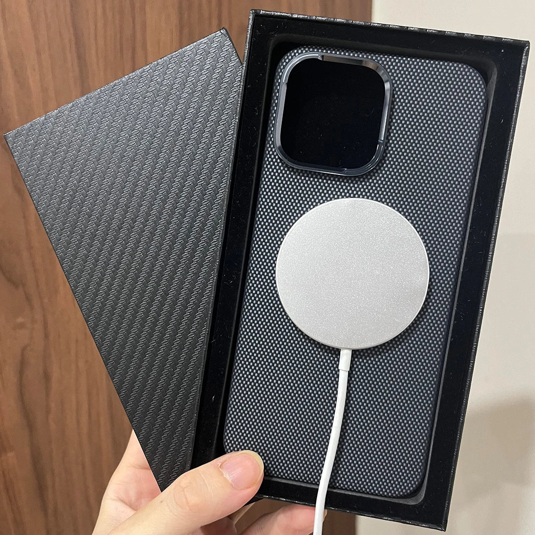 Magnetic 600D Aramid Carbon Fiber Phone Case Cover On For Magsafe iphone 13 14 15 16 16e Pro Max 16Pro ProMax i14 i15 i16 512