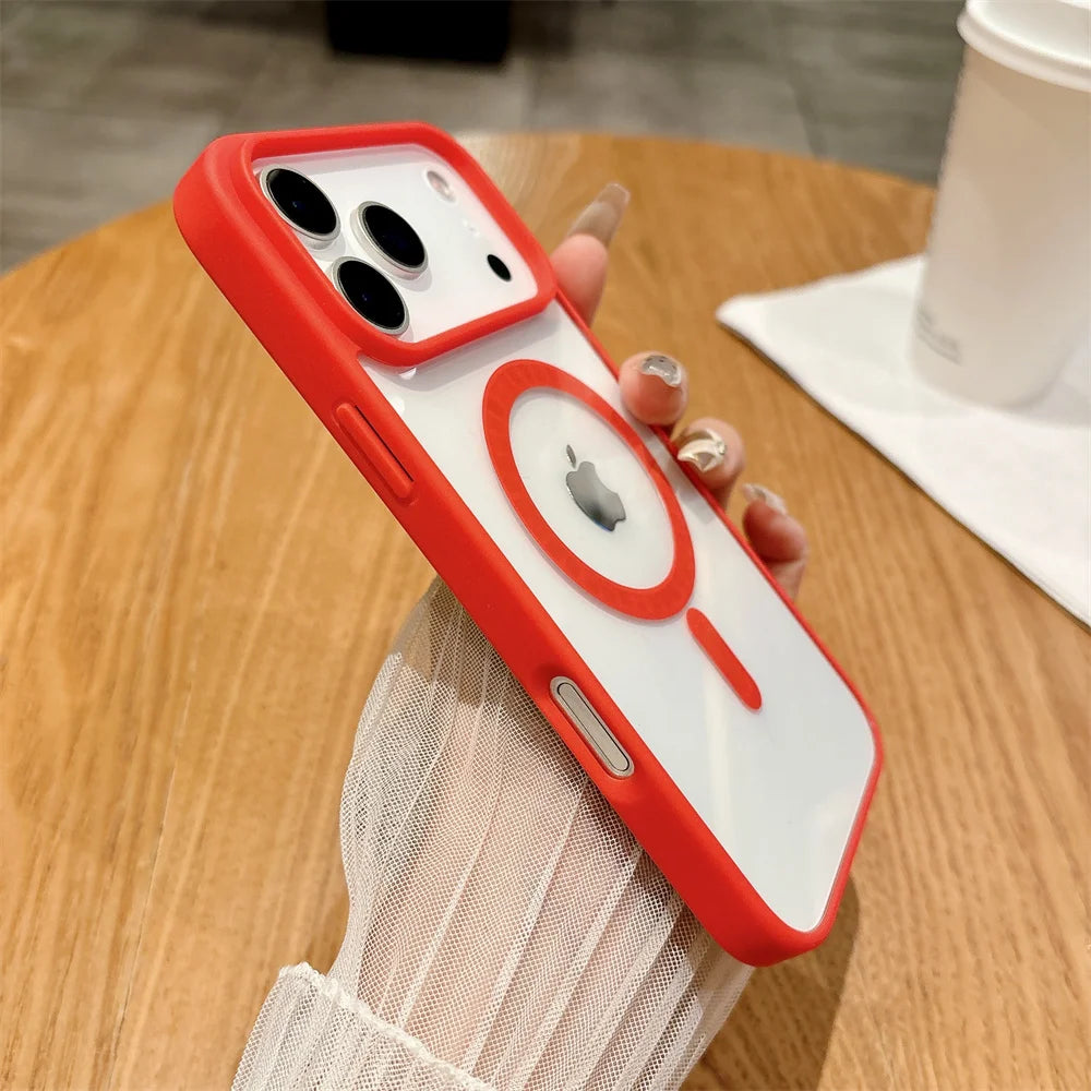 Shockproof for Magsafe Magnetic Phone Case for IPhone 13 12 Mini 17 Air 16E 16 15 14 11 Pro Max Plus Transparent Acrylic Cover