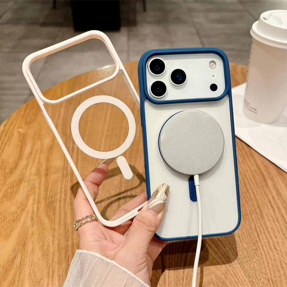 Shockproof for Magsafe Magnetic Phone Case for IPhone 13 12 Mini 17 Air 16E 16 15 14 11 Pro Max Plus Transparent Acrylic Cover
