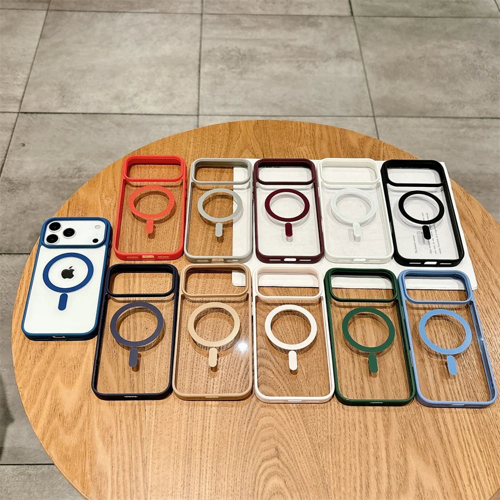 Shockproof for Magsafe Magnetic Phone Case for IPhone 13 12 Mini 17 Air 16E 16 15 14 11 Pro Max Plus Transparent Acrylic Cover