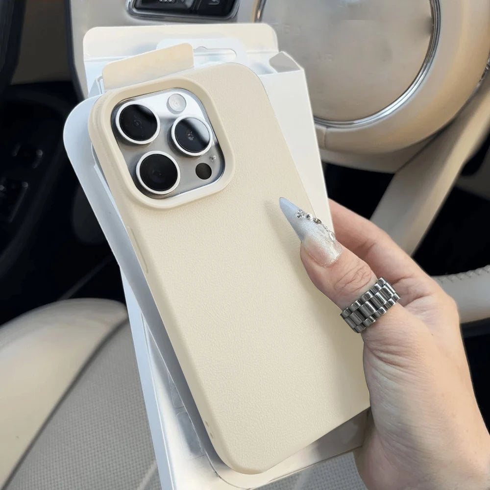 Leather Phone Case For iPhone 17 Pro Max 16 13 11 15 14 Plus 12 17 Air 17Promax 16promax Shockproof Soft TPU Funda Cover Coque