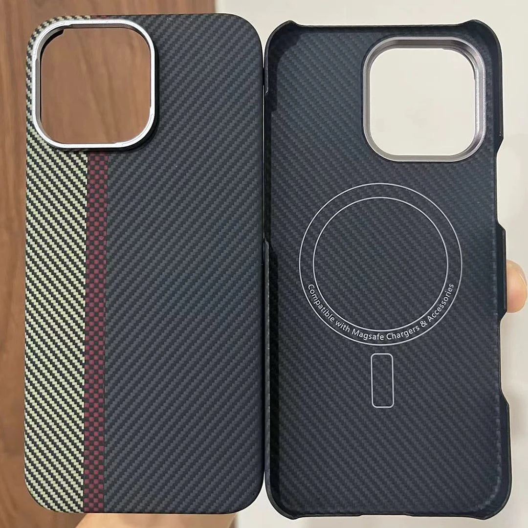 Magnetic 600D Aramid Carbon Fiber Phone Case Cover On For Magsafe iphone 13 14 15 16 16e Pro Max 16Pro ProMax i14 i15 i16 512
