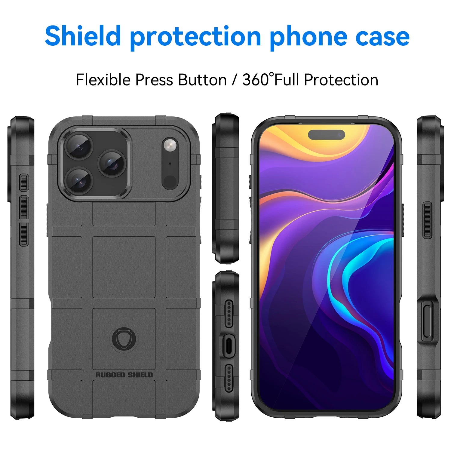 Military-Grade Shockproof Case for iPhone 17 Rugged TPU Shield Cover Compatible with iPhone 416/17pro Max Phone Protector