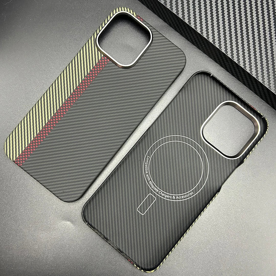 Magnetic 600D Aramid Carbon Fiber Phone Case Cover On For Magsafe iphone 13 14 15 16 16e Pro Max 16Pro ProMax i14 i15 i16 512
