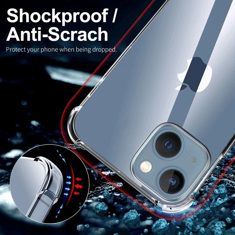 Shockproof Clear Phone Case For iPhone 15 14 11 13 12 Pro Max 7 8 Plus X XR XS Soft Silicone Protection Transparent Accessories
