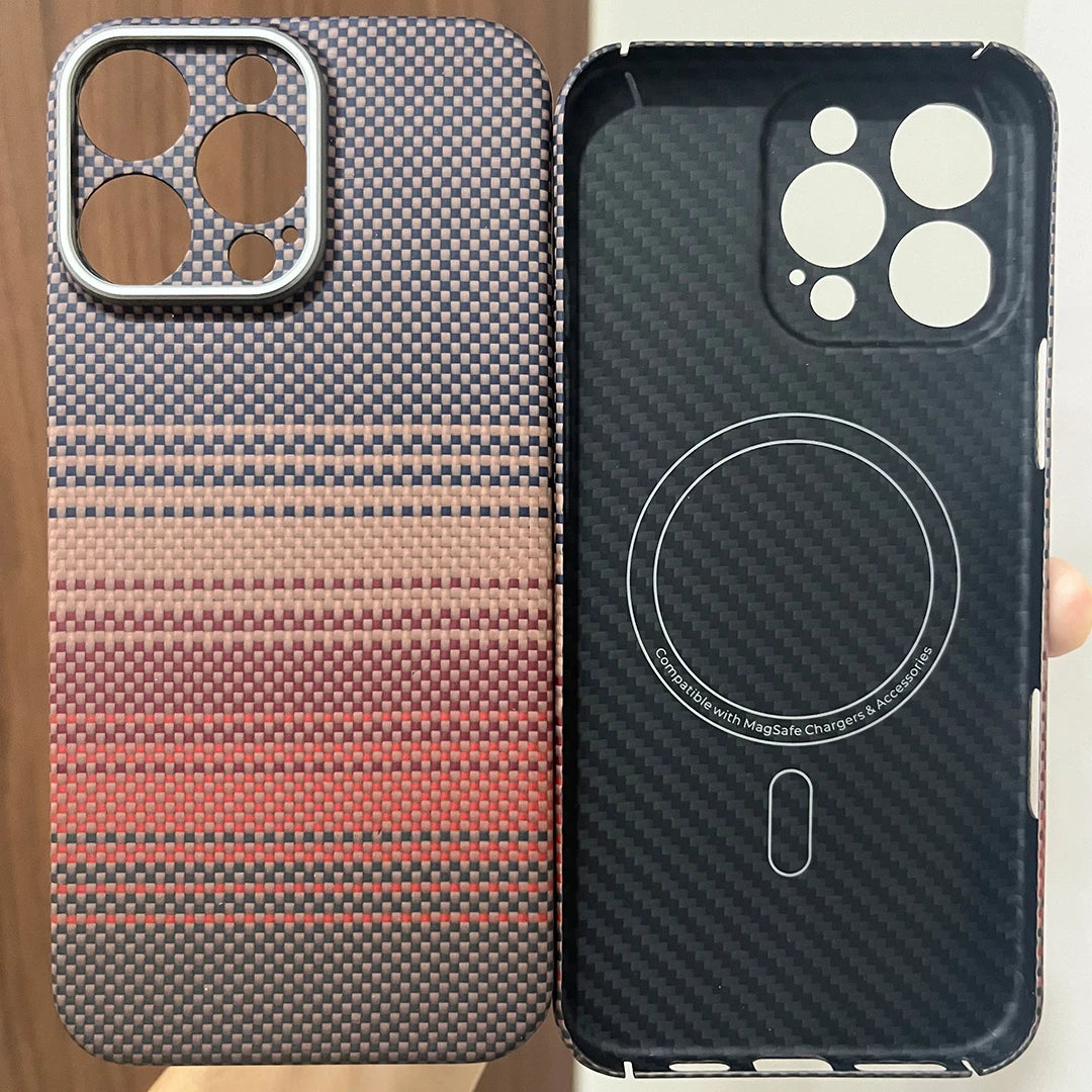 Magnetic 600D Aramid Carbon Fiber Phone Case Cover On For Magsafe iphone 13 14 15 16 16e Pro Max 16Pro ProMax i14 i15 i16 512