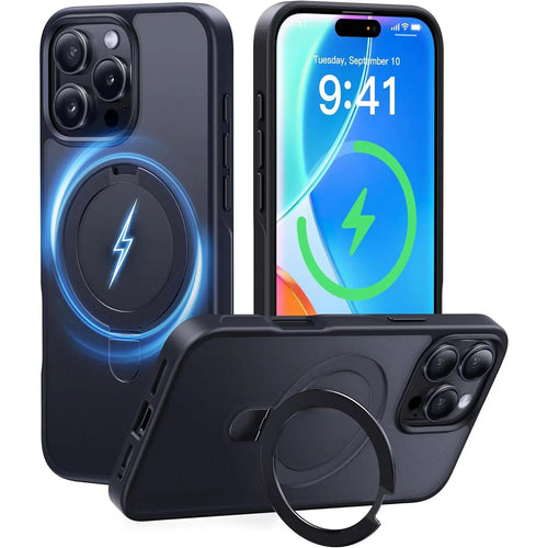 Phone Case for Iphone17 16 15 14 13 12 11 Pro Mx plus 16E Phone Case Magnetic Stand for Iphone 17 Pro Max Phone Cases [Military Drop Protection] [Compatible with Magsafe] Shockproof Translucent Matte Slim Ring Holder Case