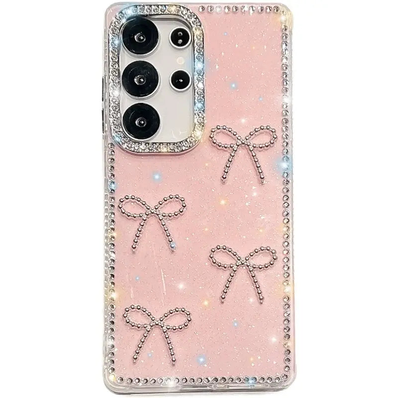 Compatible with for S26 S25 S24 S23 plus a Phone Case with a Bow Pattern Phone Case-Hn1218-1